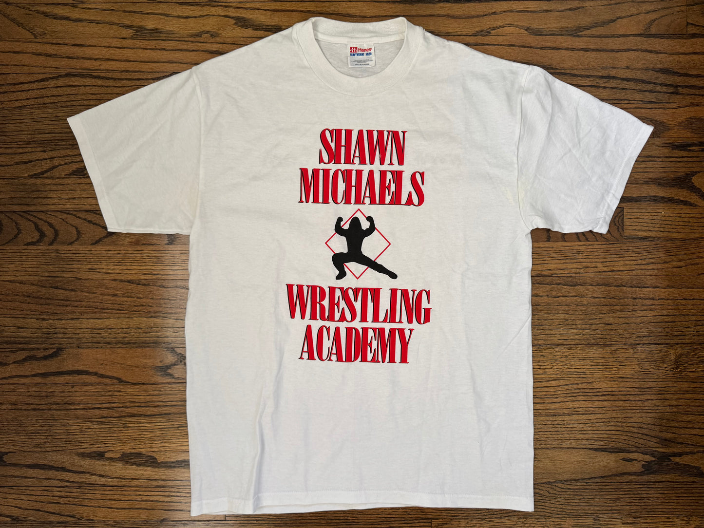 2000 “The Heartbreak Kid” Shawn Michaels Texas Wrestling Academy two sided shirt “www.HBK-TWA.com”