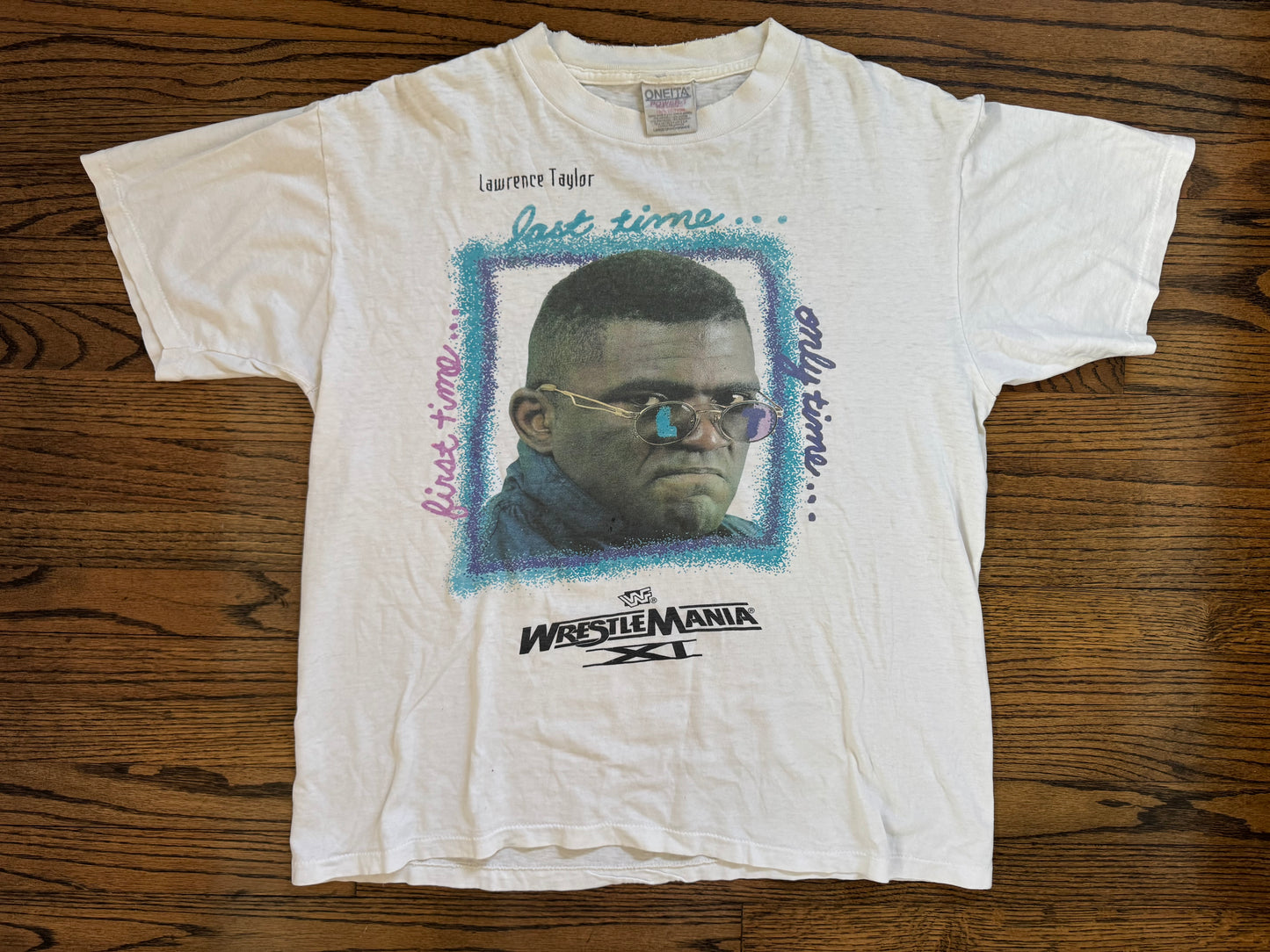 1995 WWF Wrestlemania XI Lawrence Taylor two sided jersey shirt