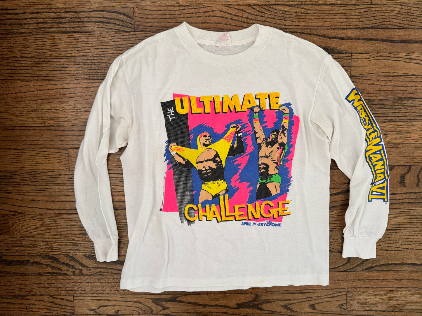 1990 WWF Wrestlemania VI longsleeve shirt featuring Hulk Hogan and the Ultimate Warrior