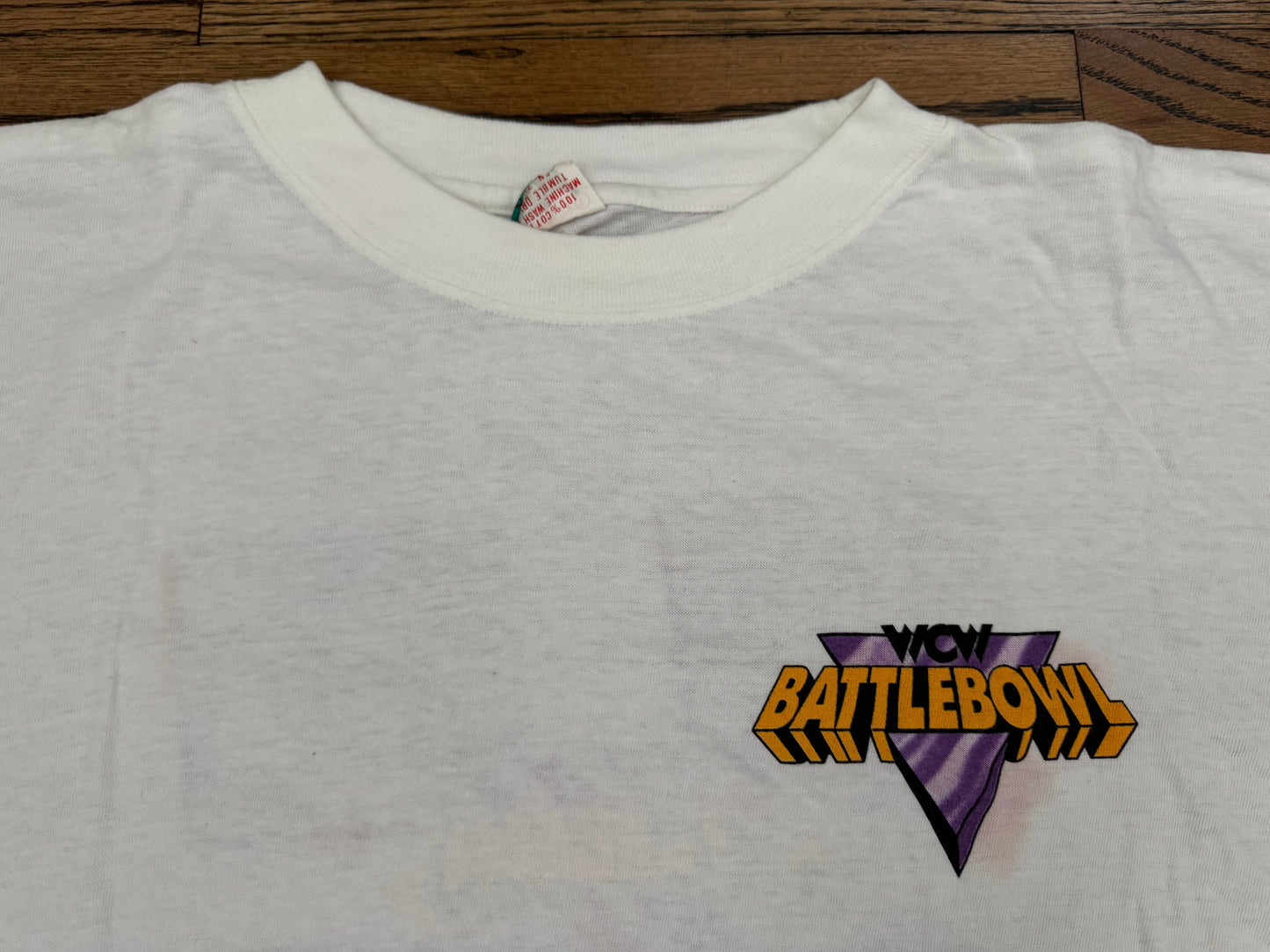 1993 WCW Battlebowl event shirt featuring The “Nature Boy” Ric Flair, Cactus Jack, “Ravishing” Rick Rude and Sting