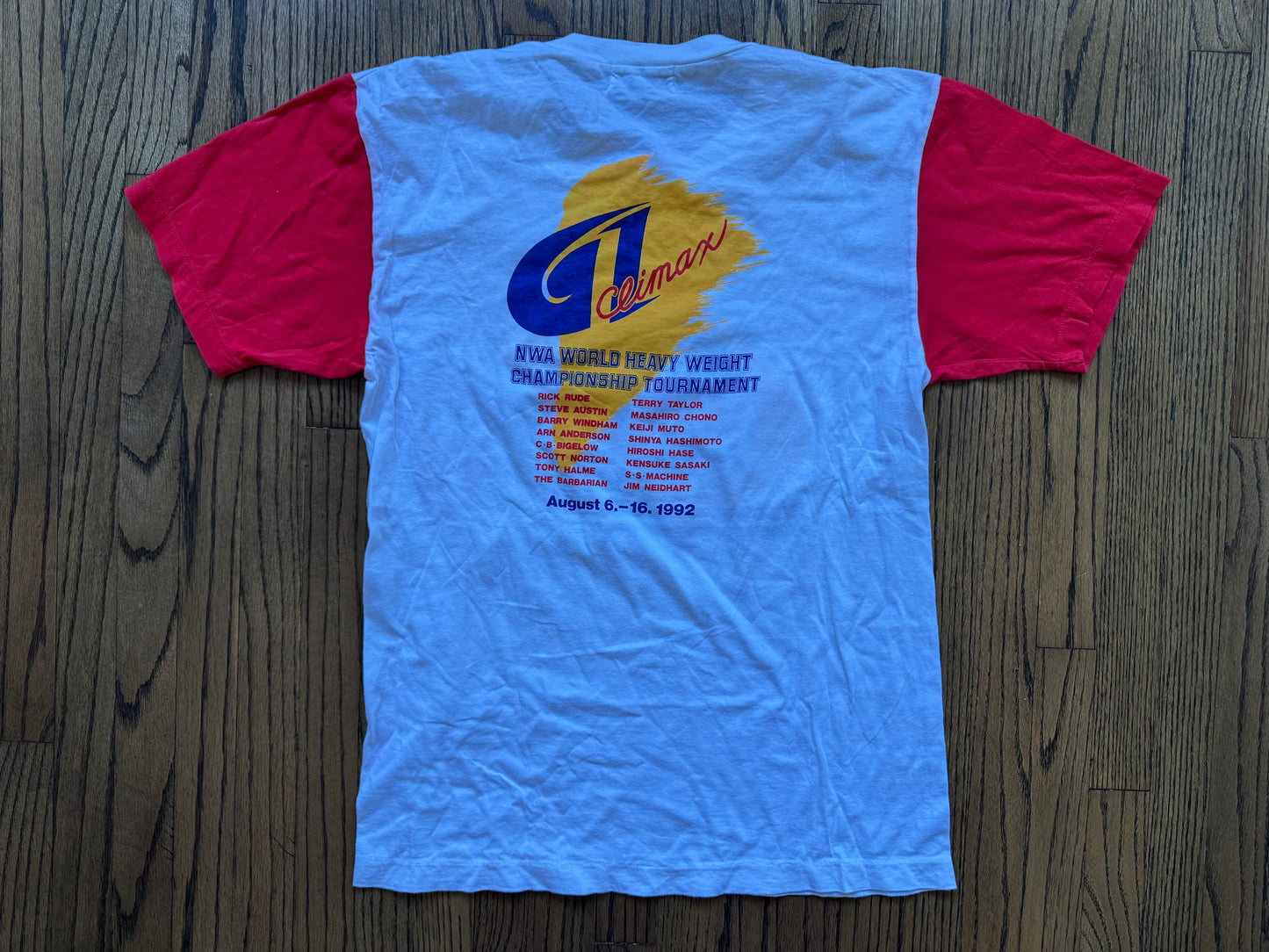 1992 NWA NJPW G1 Climax shirt featuring Rick Rude, Steve Austin, Jim Neidhart, Arn Anderson and more!