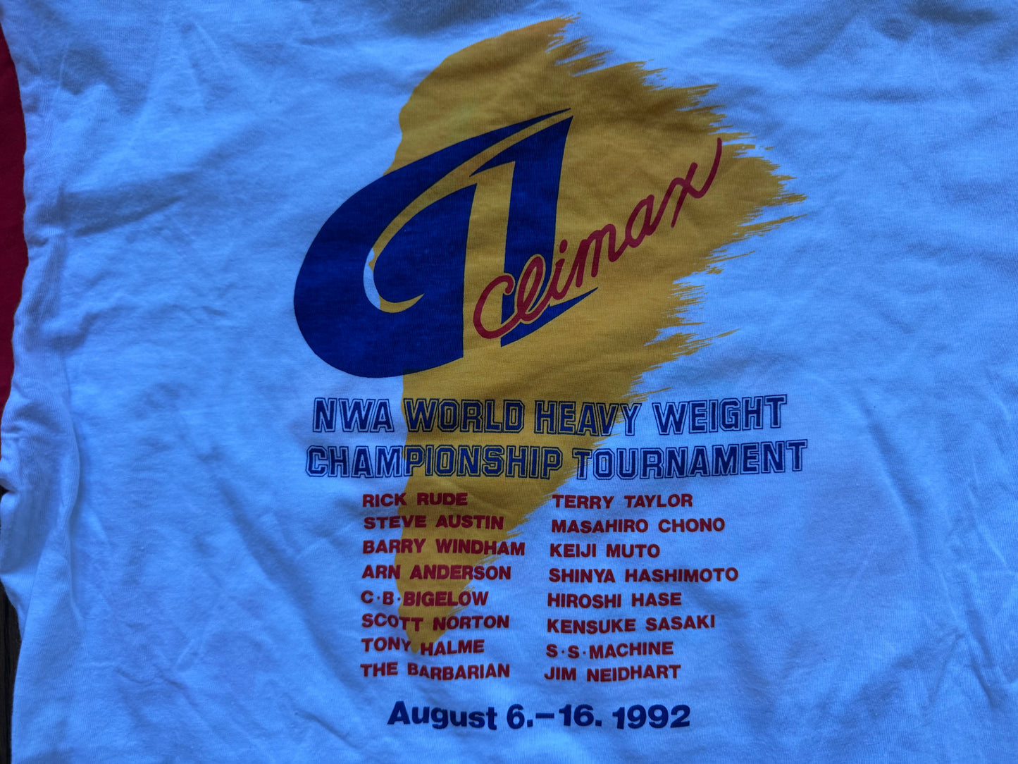 1992 NWA NJPW G1 Climax shirt featuring Rick Rude, Steve Austin, Jim Neidhart, Arn Anderson and more!