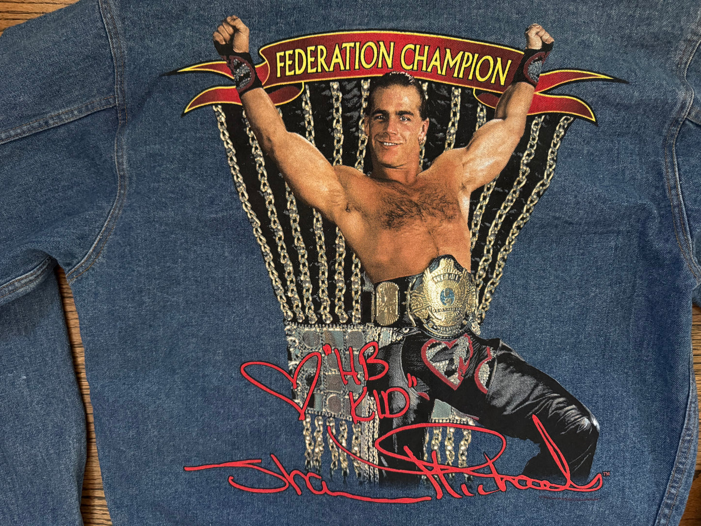 1996 WWF “The Heartbreak Kid” Shawn Michaels “Kickin’ It With the Kilq” World Heavyweight Champion denim jacket (only given to friends and family)