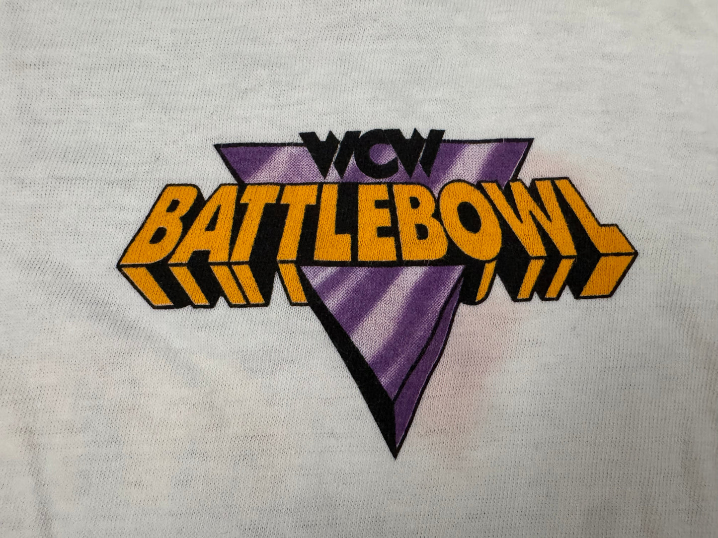 1993 WCW Battlebowl event shirt featuring The “Nature Boy” Ric Flair, Cactus Jack, “Ravishing” Rick Rude and Sting