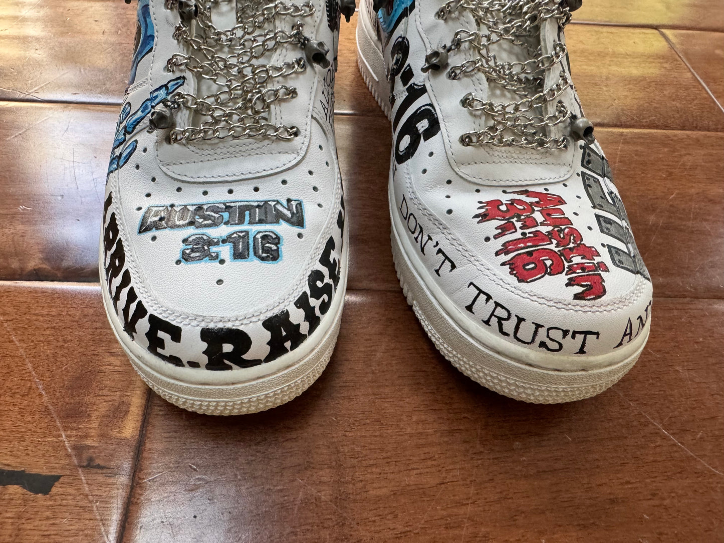 2000s Hand-Painted “Stone Cold” Steve Austin custom Nike Air Force 1 shoes