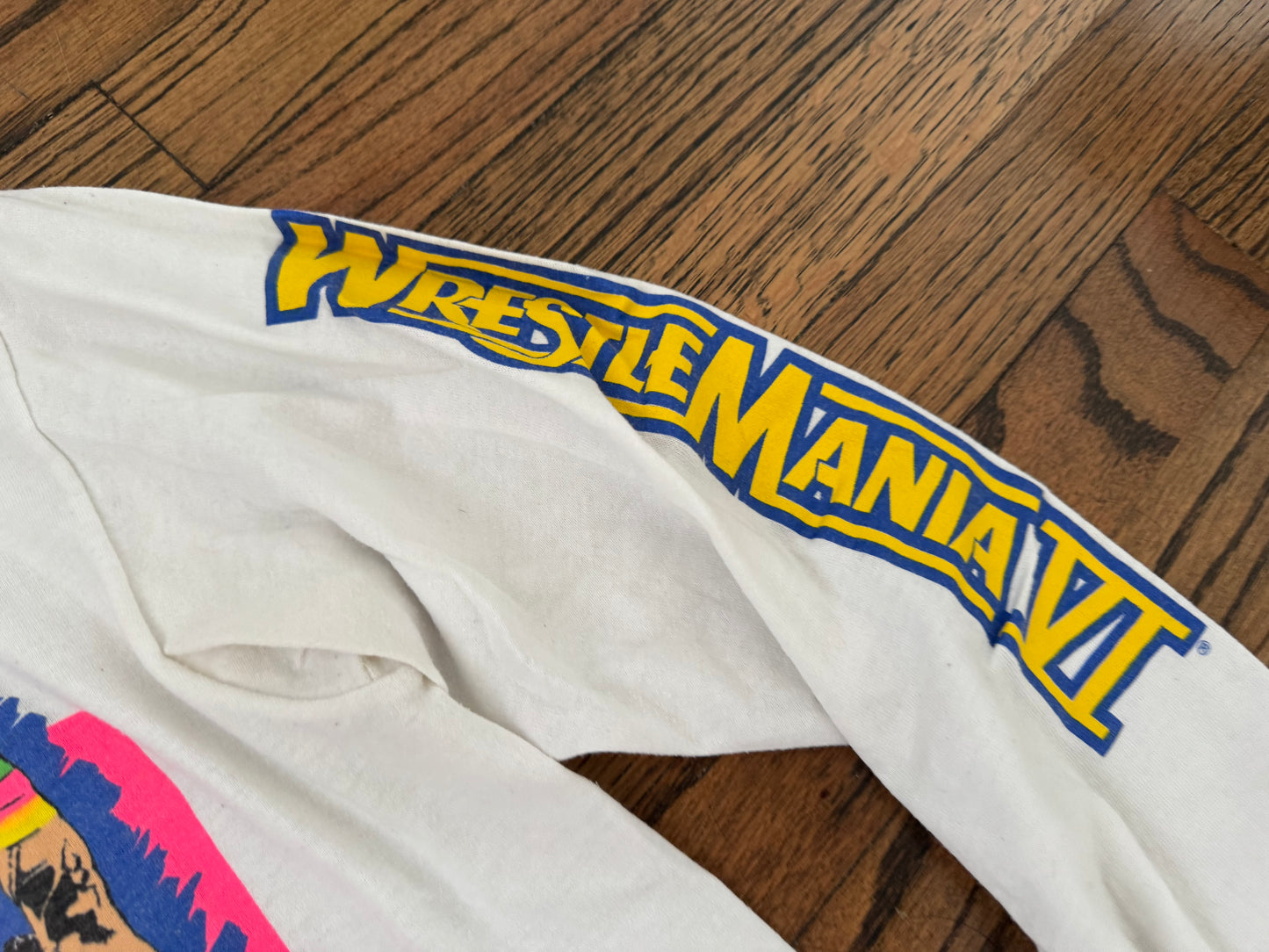 1990 WWF Wrestlemania VI longsleeve shirt featuring Hulk Hogan and the Ultimate Warrior