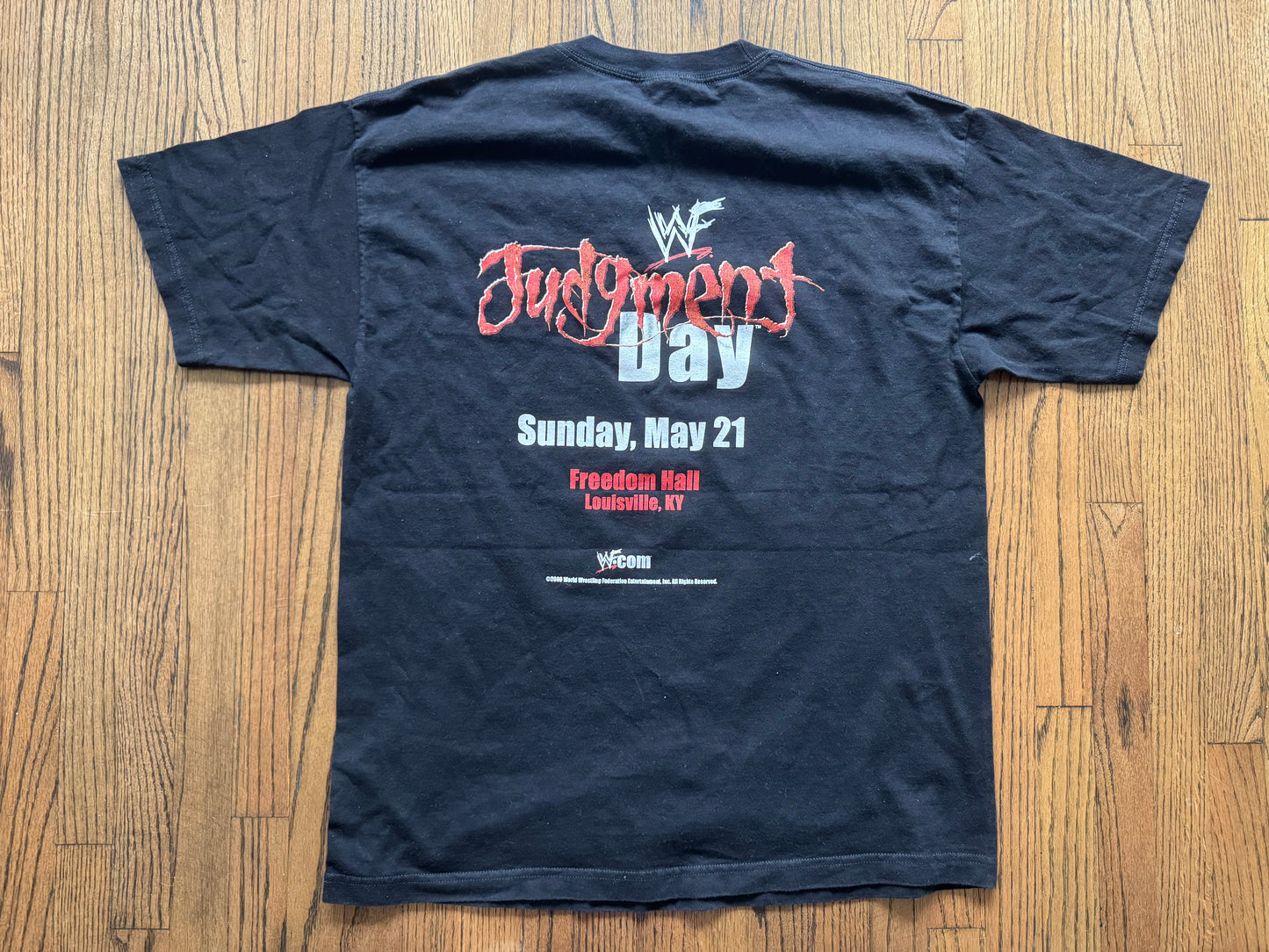 2000 WWF Judgment Day event shirt featuring The Rock, “The Heartbreak Kid” Shawn Michaels and Triple H