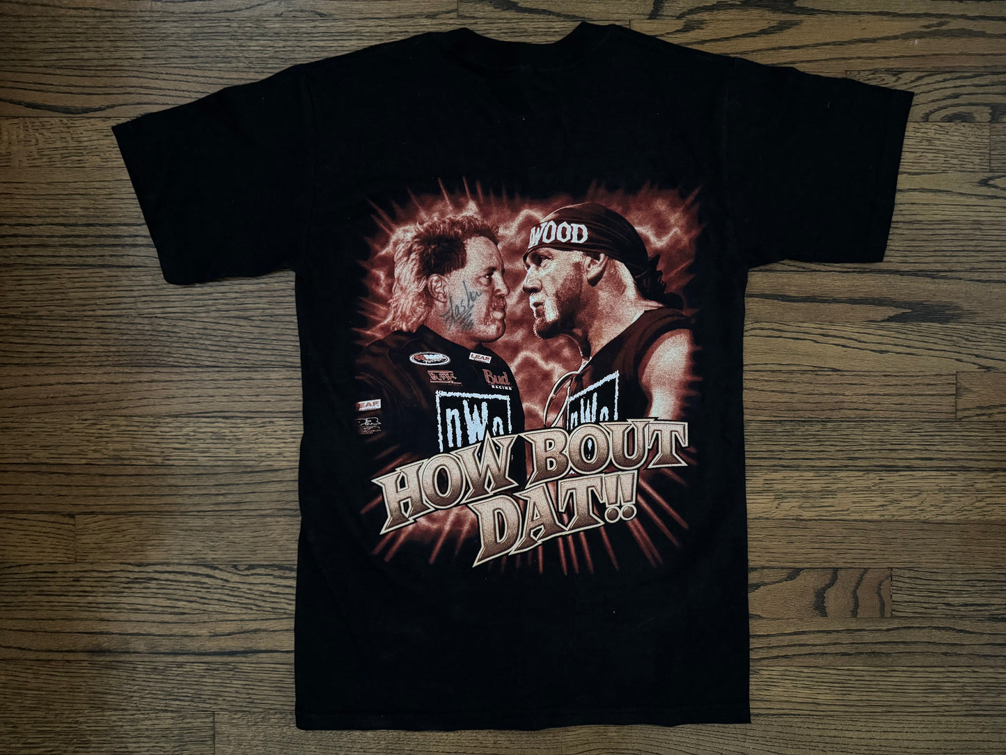 1998 WCW / n.W.o “Hollywood” Hulk Hogan & Gene Lasker “Team Hogan Racing” rap tee style two sided shirt