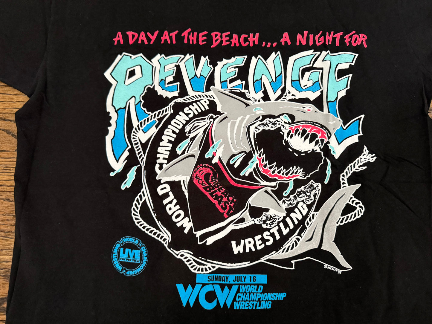 1993 WCW Beach Blast crew shirt “A day at the beach… A night for revenge