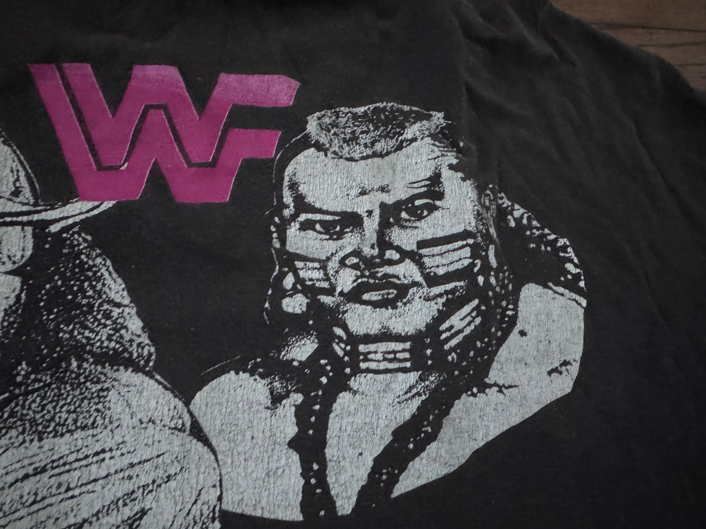 1993 WWF House show shirt featuring the World Wrestling Federation logo, Bret Hart, Tatanka, Undertaker and Randy Savage
