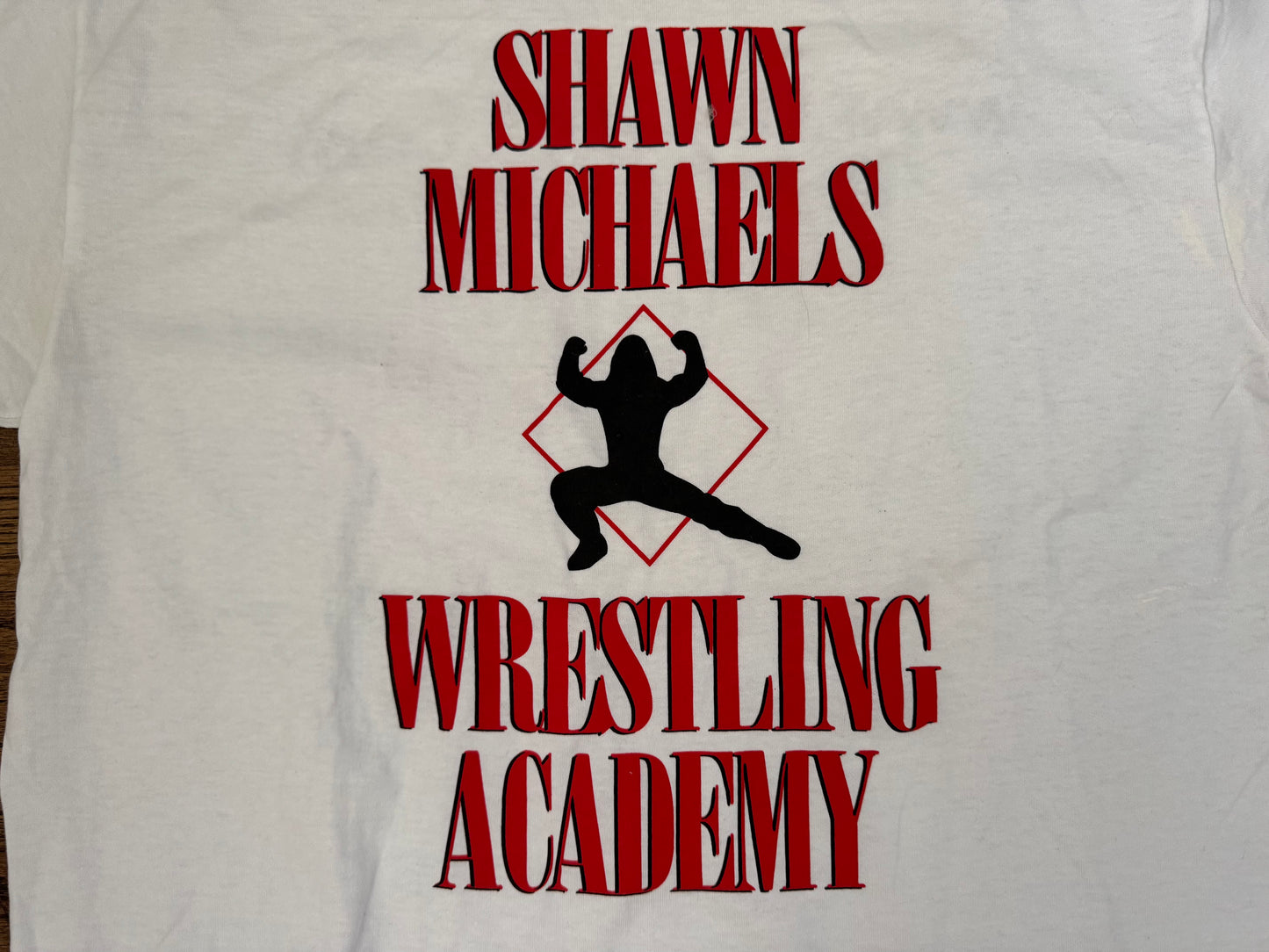 2000 “The Heartbreak Kid” Shawn Michaels Texas Wrestling Academy two sided shirt “www.HBK-TWA.com”