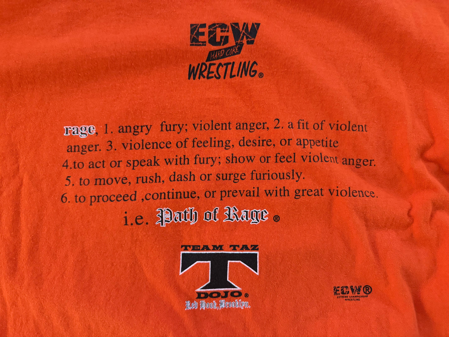 1997 ECW World Television Champion Taz “Orange & Black Attack” shirt