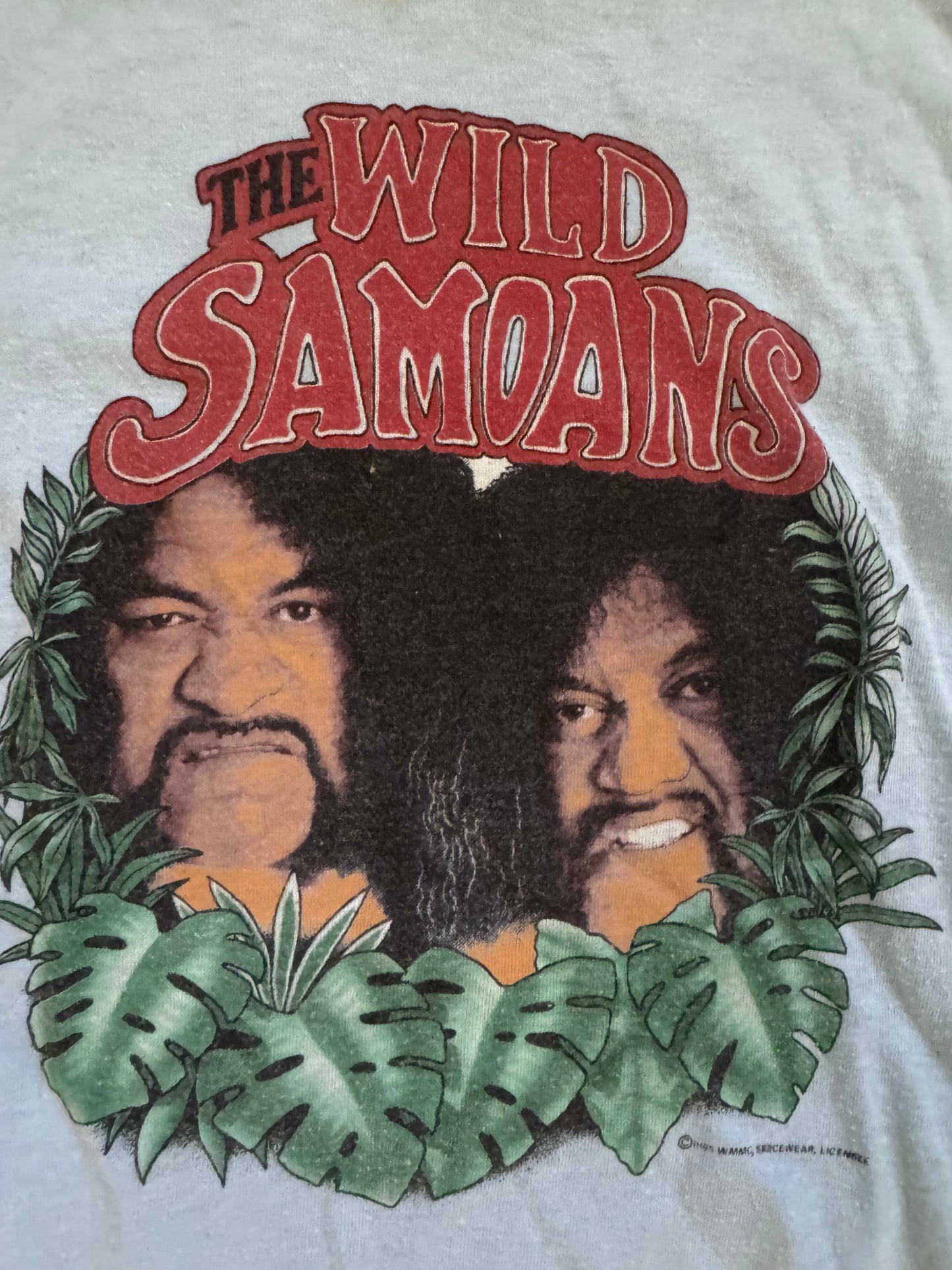 1985 AWA Wild Samoans shirt featuring Afa and Sika