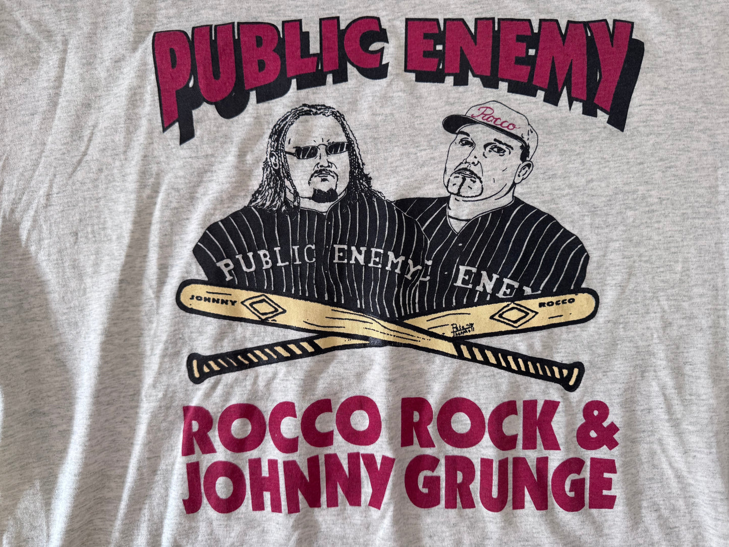1995 ECW Public Enemy “The Mack Daddies of Violence” two sided shirt featuring Johnny Grunge and “Flyboy” Rocco Rock