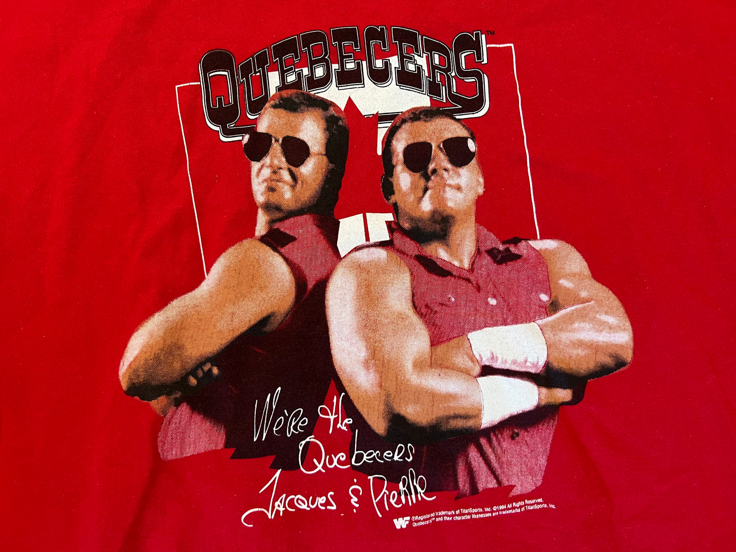 1994 WWF Quebecers shirt featuring Jacques & Pierre
