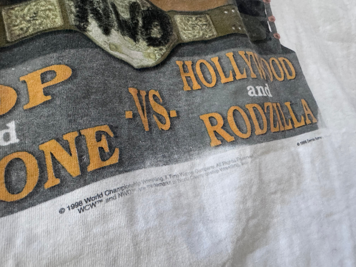 1998 WCW / n.W.o. Bash at the Beach shirt featuring Diamond Dallas Page, Dennis Rodman, Karl Malone and “Hollywood” Hulk Hogan