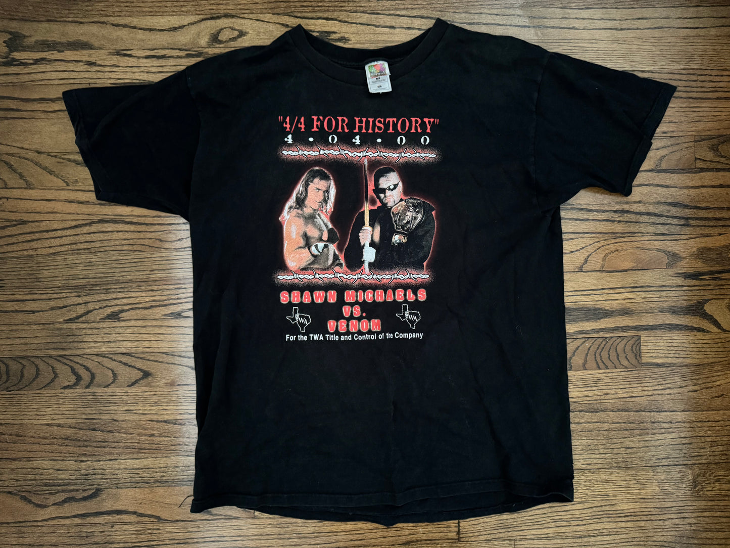 2000 TWA “4/4 for History” event shirt featuring Shawn Michaels and Venom