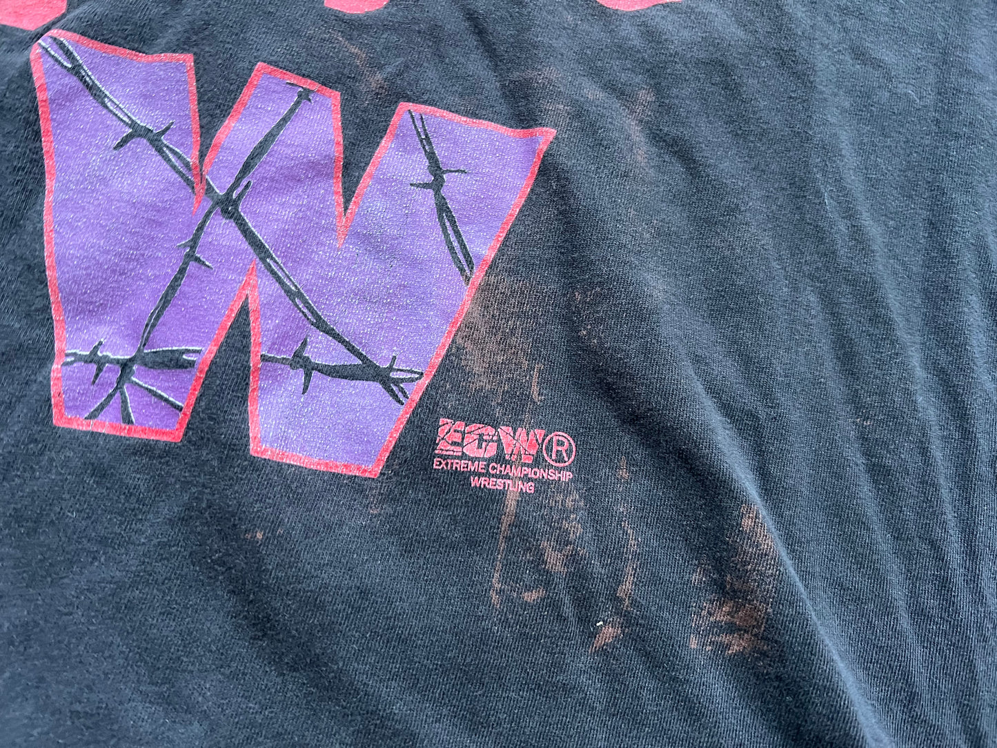 1998 ECW two sided logo shirt “Big two” version - slight discoloration