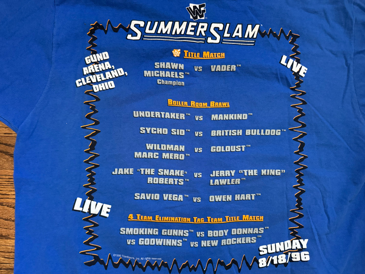 1996 WWF Summerslam event shirt featuring Big Van Vader and Shawn Michaels