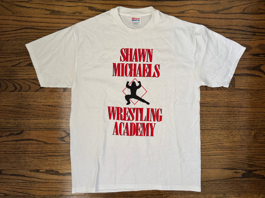 2000 “The Heartbreak Kid” Shawn Michaels Texas Wrestling Academy two sided shirt “www.HBK-TWA.com”