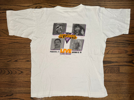 1993 WCW Battlebowl event shirt featuring The “Nature Boy” Ric Flair, Cactus Jack, “Ravishing” Rick Rude and Sting
