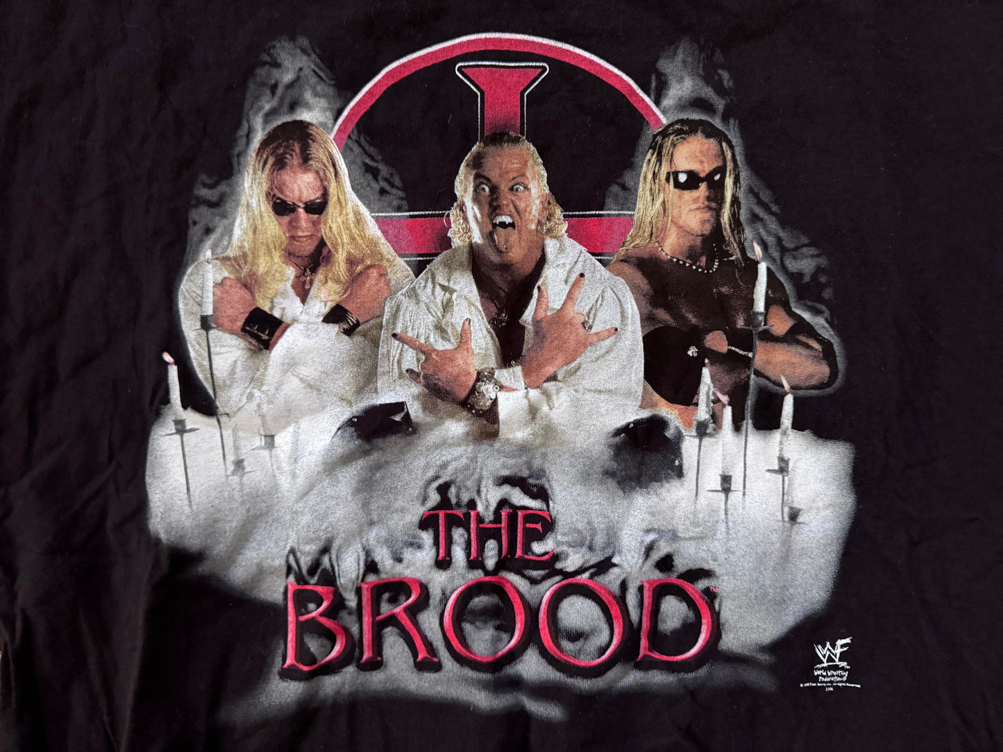 1998 WWF The Brood shirt featuring Christian, Gangrel and Edge