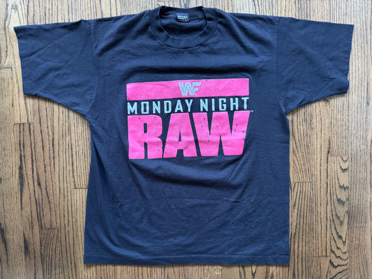 1993 WWF Monday Night Raw logo shirt “Uncut, Uncensored, Uncooked”