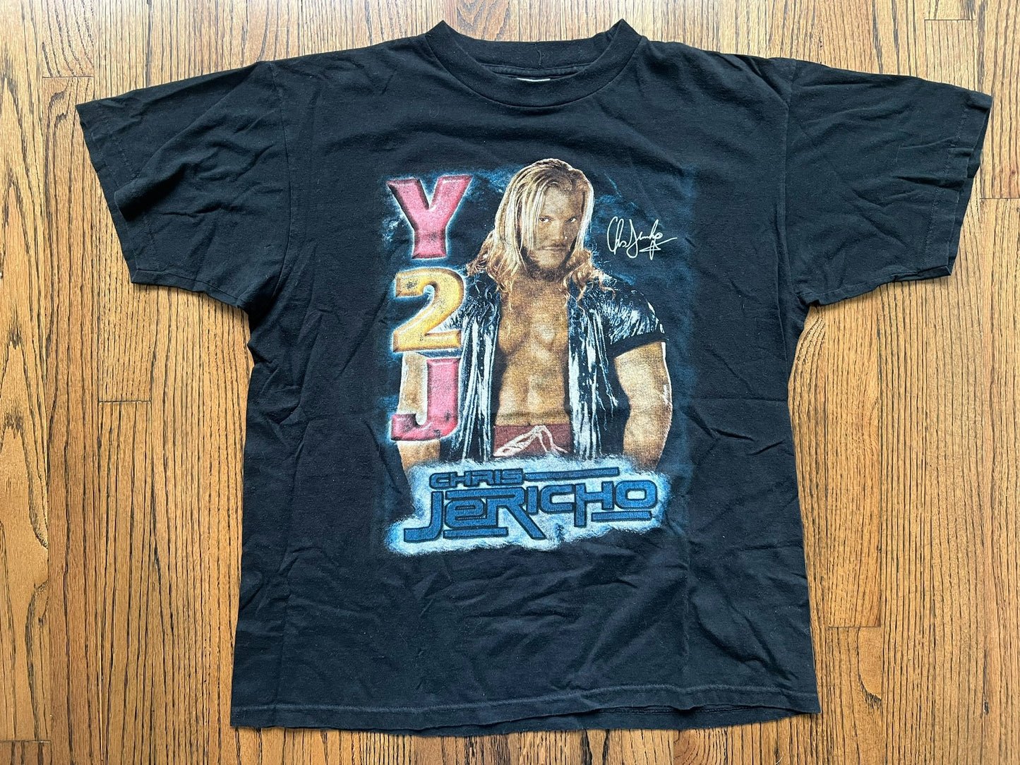 1999 WWF “Y2J” Chris Jericho two sided rap tee style bootleg on a WCW Tag