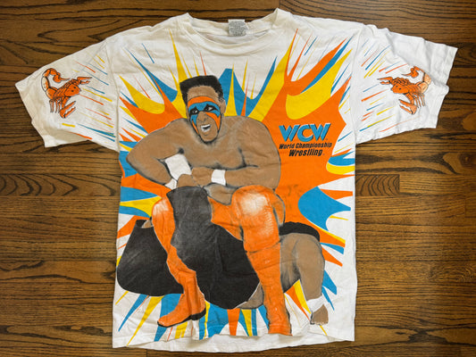 1996 WCW Sting Scorpion death lock all over print shirt