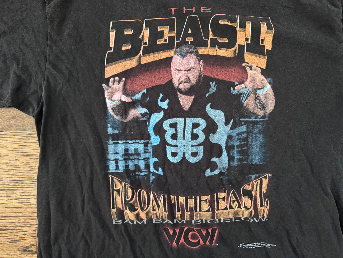 1999 WCW Bam Bam Bigelow two sided shirt