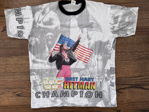 1997 (Approx) WWF Bret “The Hitman” Hart very bootleg two sided all over print shirt