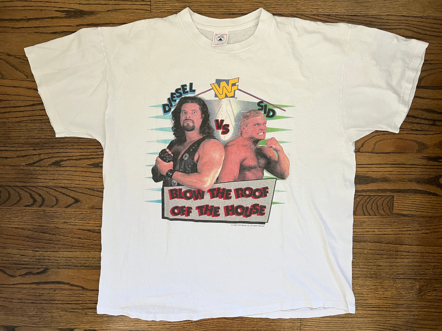 1995 WWF The Night Before IYH 1 “Blow the Roof Off the House” live show from the Boston Garden shirt featuring “Big Daddy Cool” Diesel and Sid
