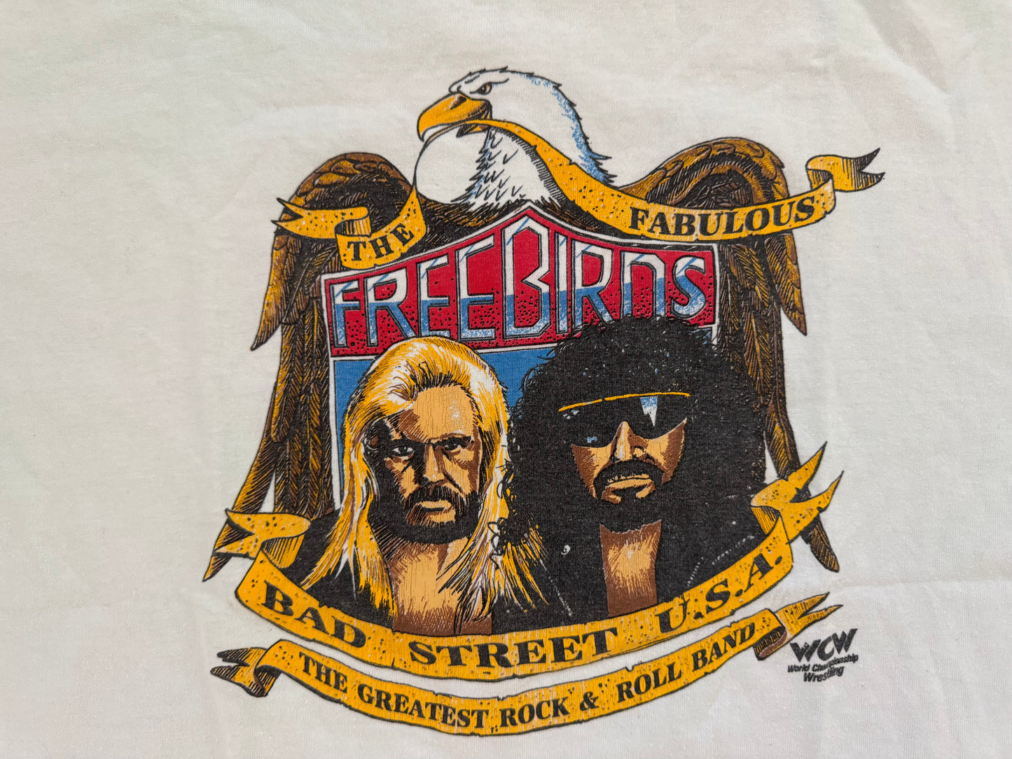 1990 WCW Fabulous Freebirds catalog shirt featuring “Gorgeous” Jimmy Garvin and Michael “PS” Hayes