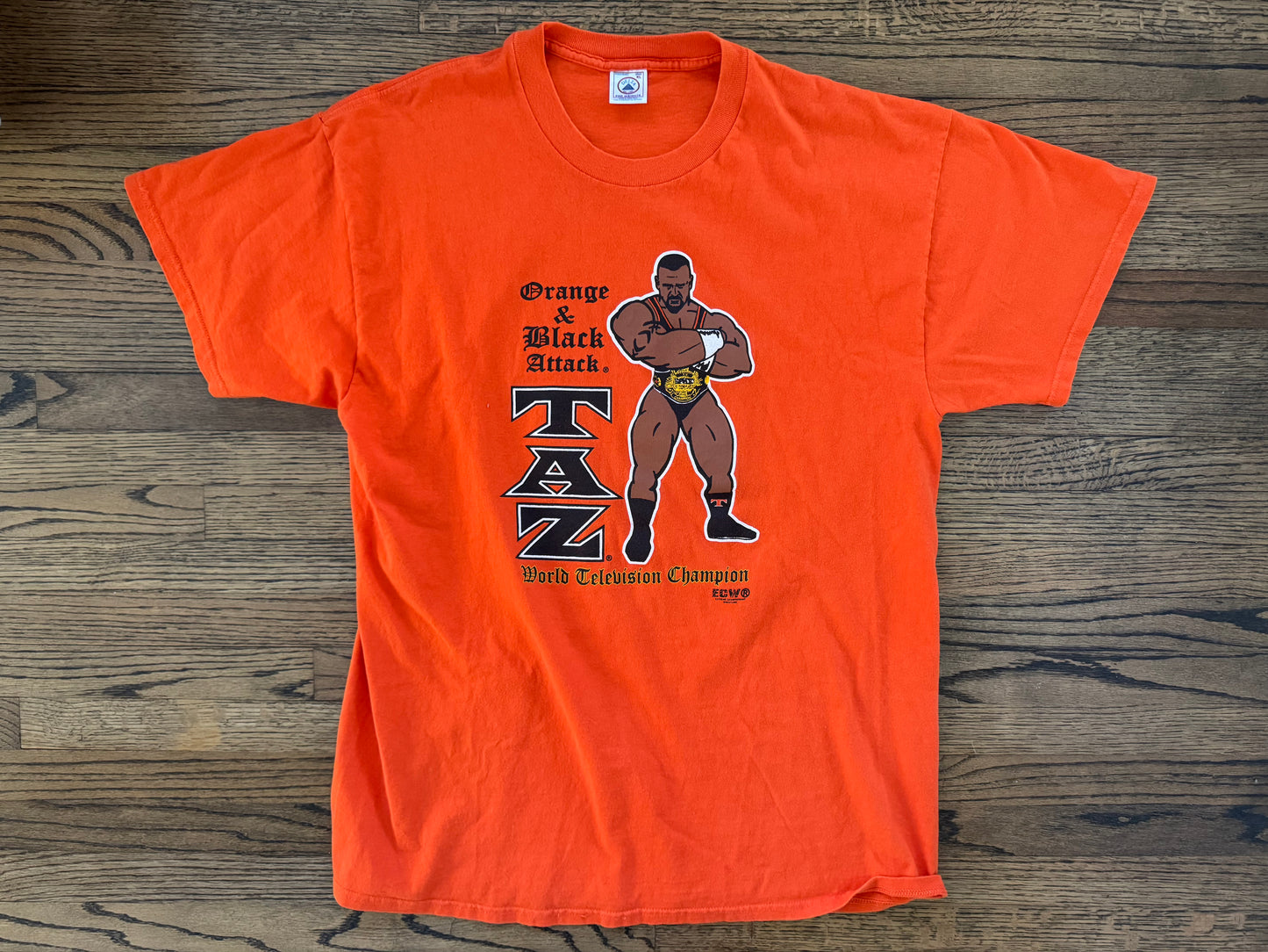 1997 ECW World Television Champion Taz “Orange & Black Attack” shirt