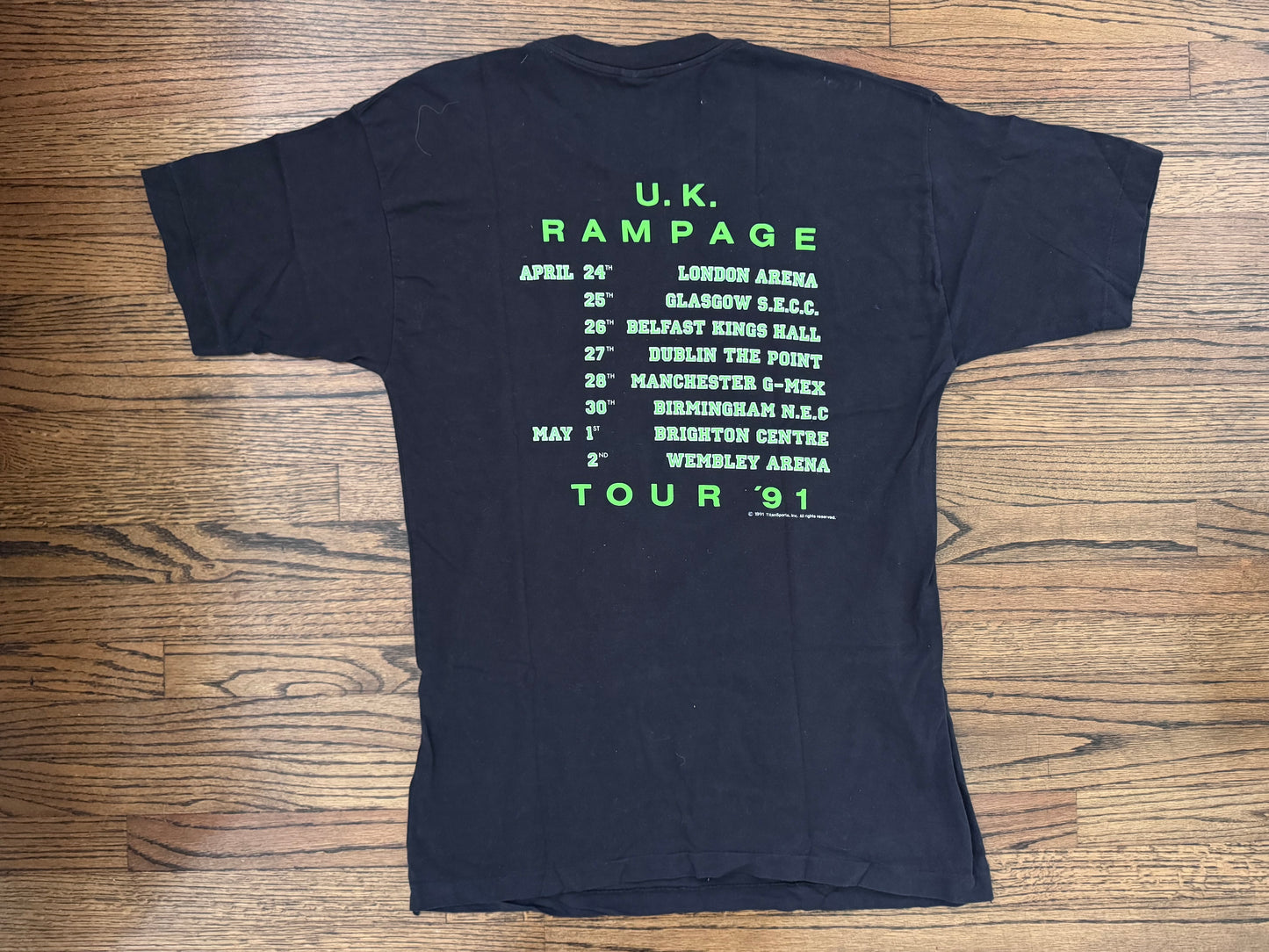 1991 WWF Ultimate Warrior two sided tour shirt