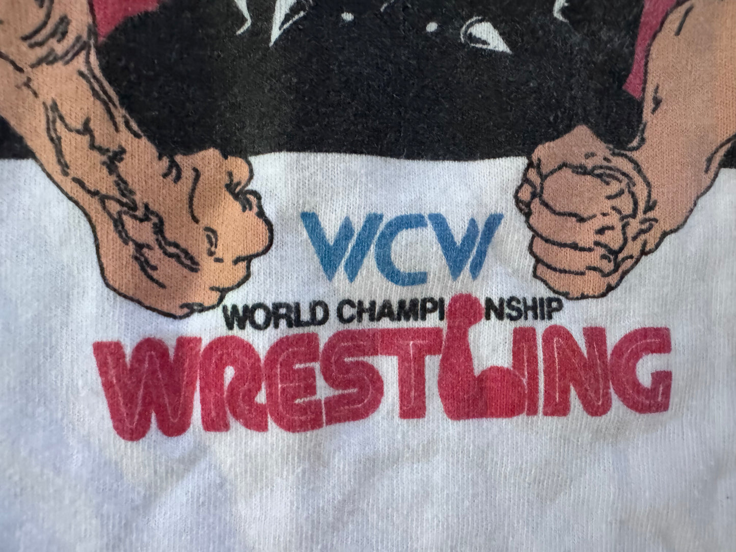 1990 WCW / FCI World Championship Wrestling for Nintendo shirt featuring The Road Warriors: Hawk and Animal