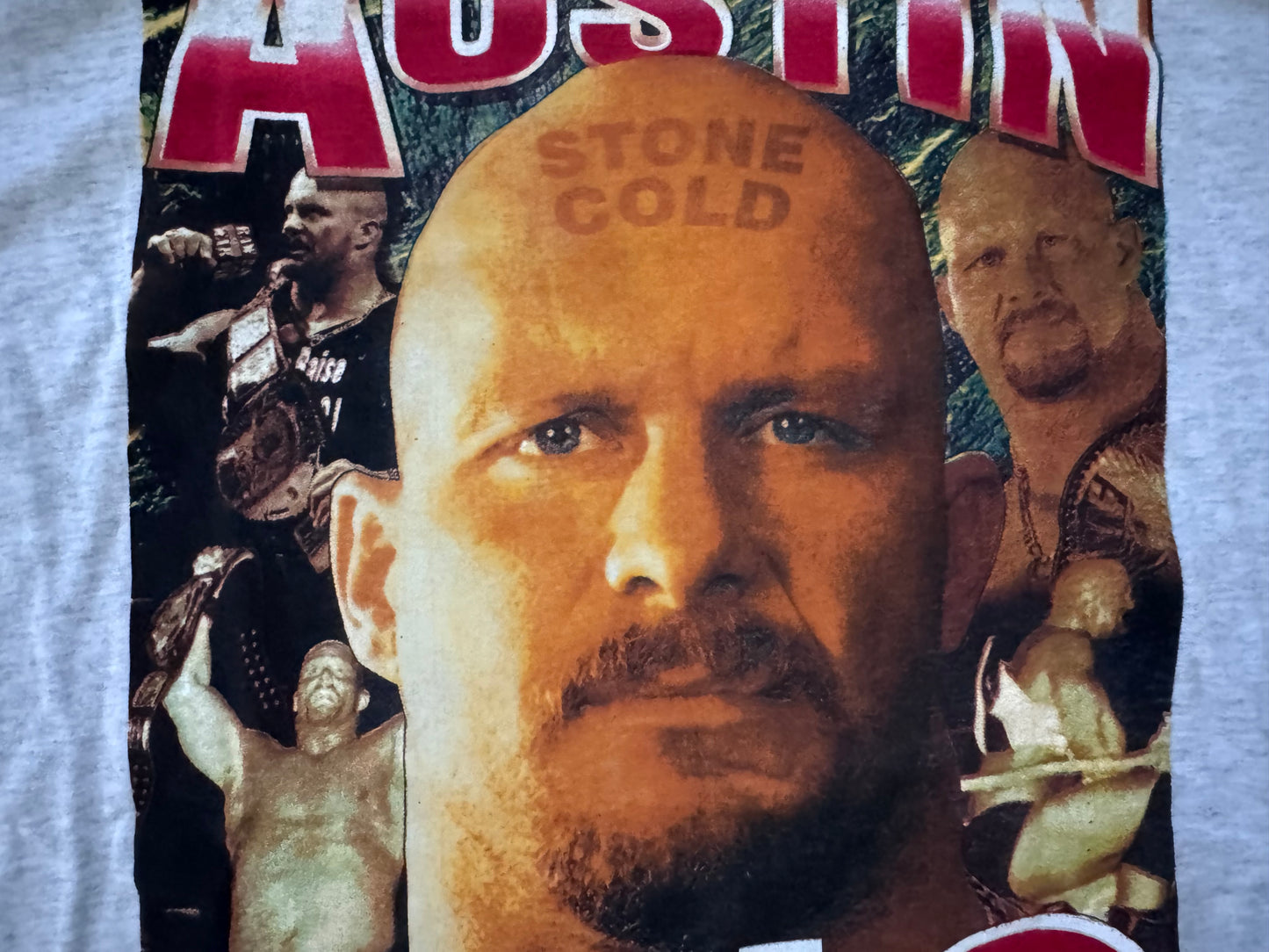 2000 WWF “Stone Cold” Steve Austin two sided parking lot bootleg shirt featuring Farooq