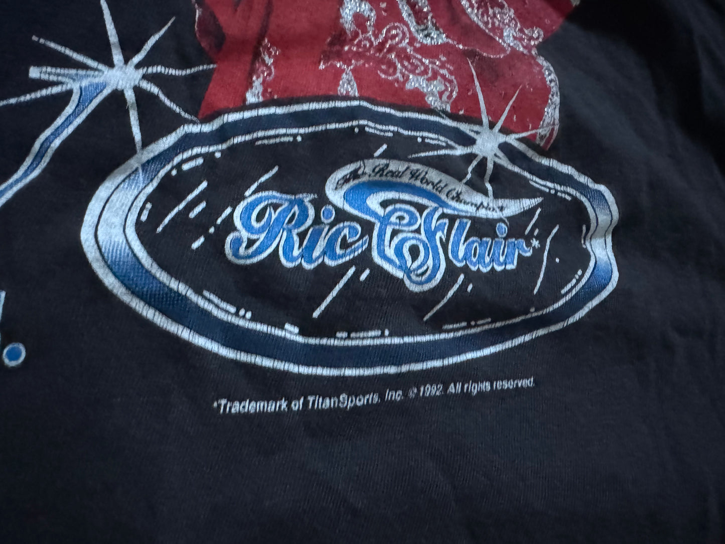 1992 WWF Superstars shirt featuring Bret “The Hitman” Hart and “The Nature Boy” Ric Flair