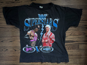 1992 WWF Superstars shirt featuring Bret “The Hitman” Hart and “The Nature Boy” Ric Flair