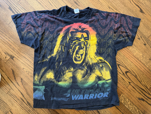 1996 WWF Ultimate Warrior all over print shirt