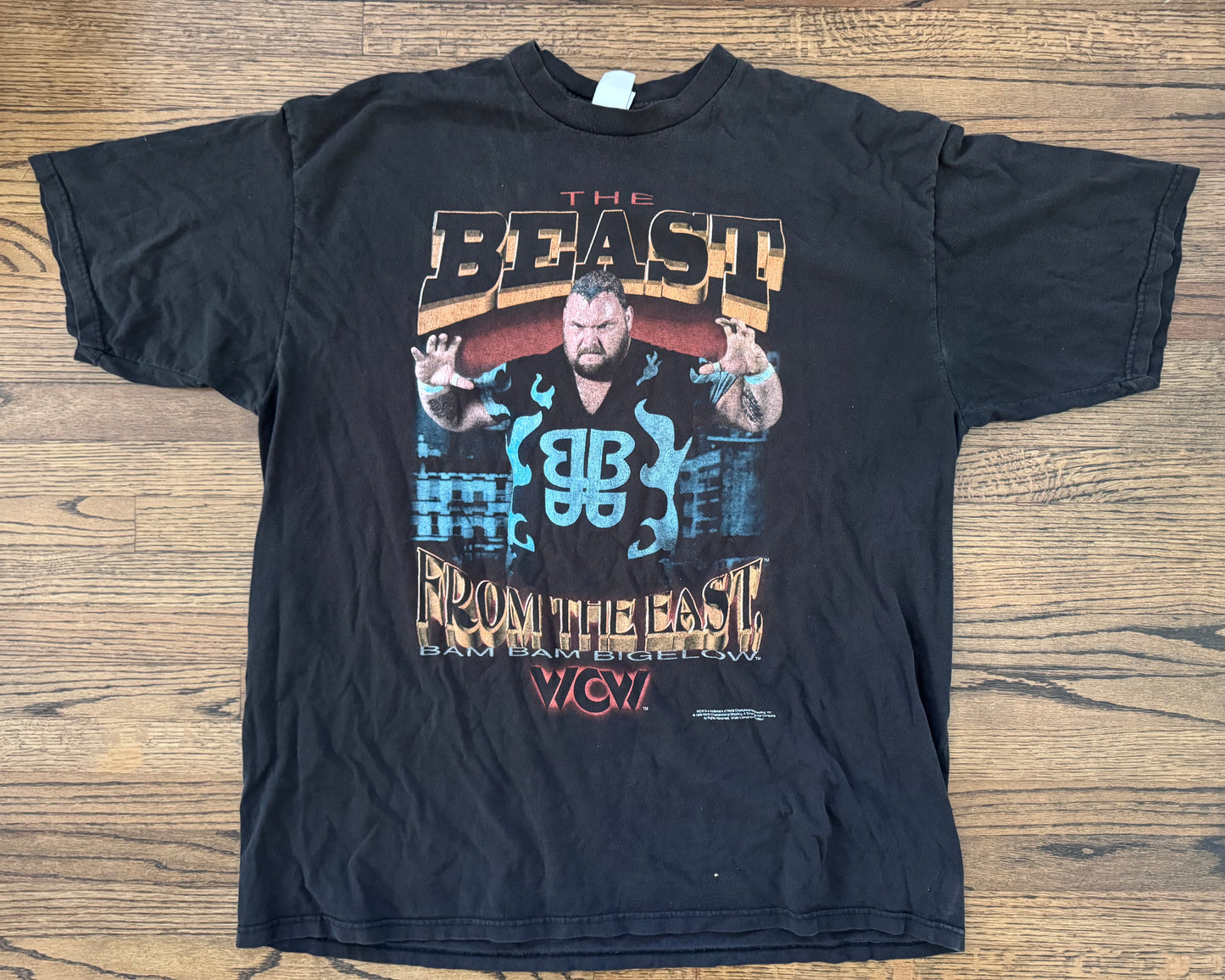 1999 WCW Bam Bam Bigelow two sided shirt