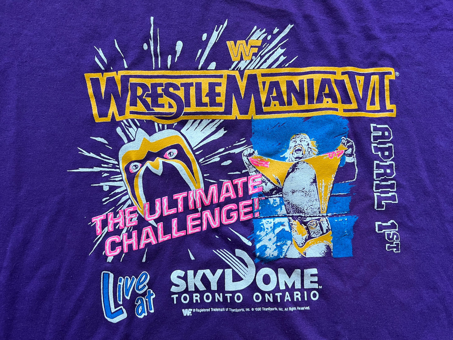 1990 WWF Wrestlemania VI “The Ultimate Challenge” shirt featuring Hulk Hogan and the Ultimate Warrior