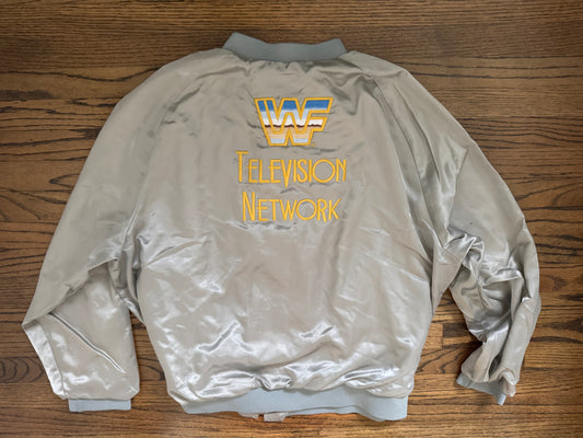 1984 WWF Television Network grey satin jacket