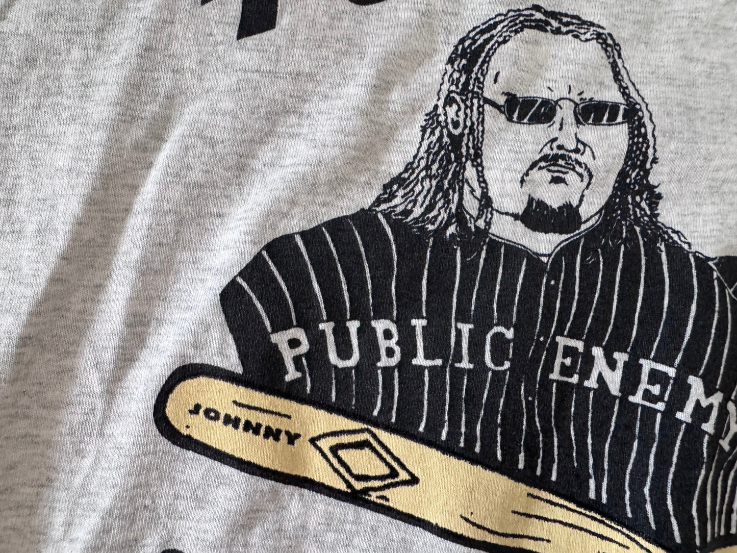 1995 ECW Public Enemy “The Mack Daddies of Violence” two sided shirt featuring Johnny Grunge and “Flyboy” Rocco Rock