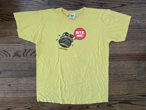 1999 “Mean” Gene Okerlund “Mean Gene Burgers” - “The Burger That Says Bite Me” two sided shirt