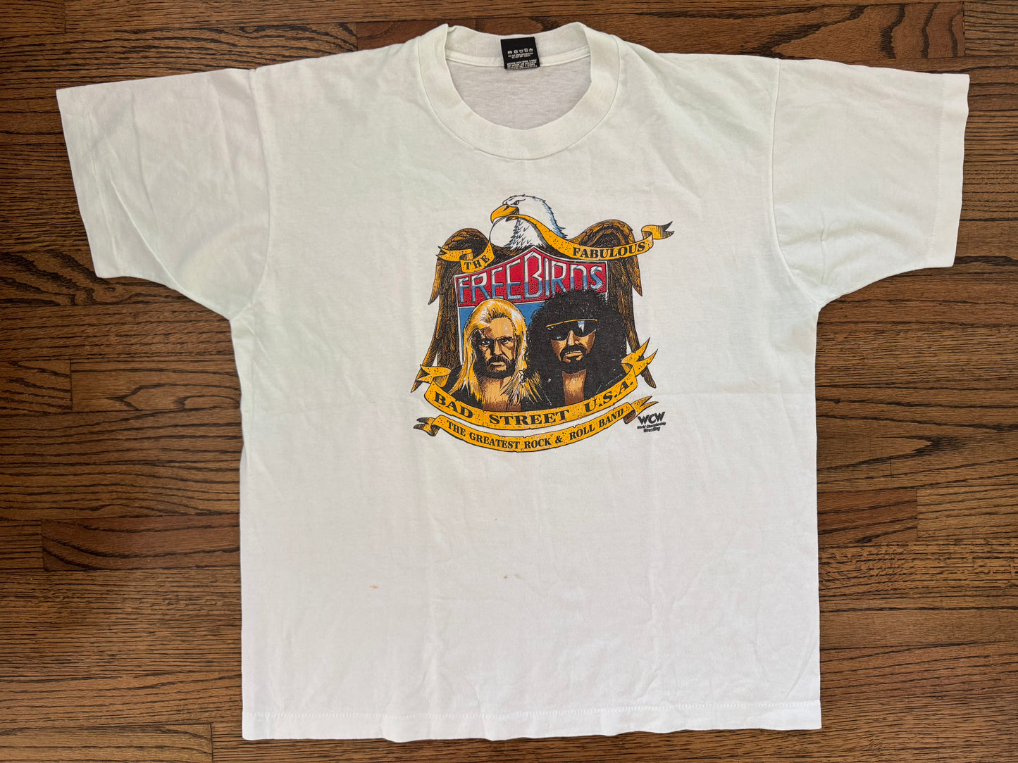 1990 WCW Fabulous Freebirds catalog shirt featuring “Gorgeous” Jimmy Garvin and Michael “PS” Hayes