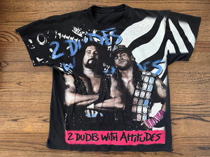 1995 WWF 2 Dudes with Attitudes two sided shirt featuring “The Heartbreak Kid” Shawn Michaels and “Big Dady Cool” Diesel