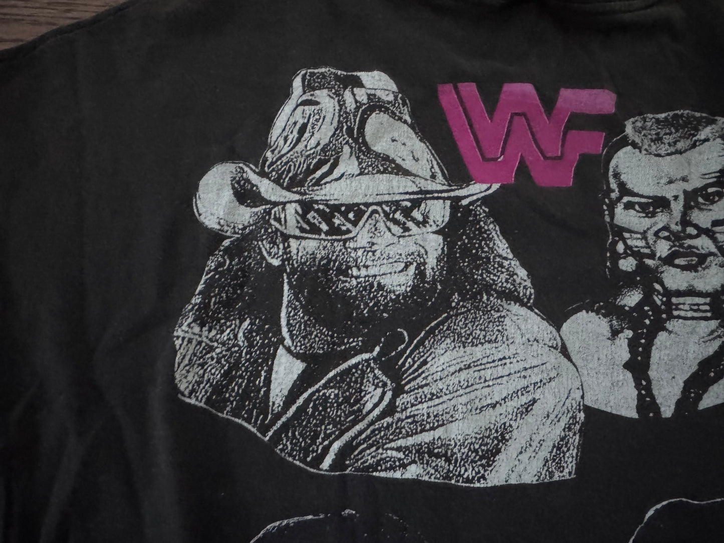 1993 WWF House show shirt featuring the World Wrestling Federation logo, Bret Hart, Tatanka, Undertaker and Randy Savage