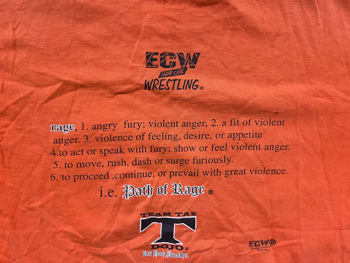 1997 ECW World Television Champion Taz “Orange & Black Attack” shirt