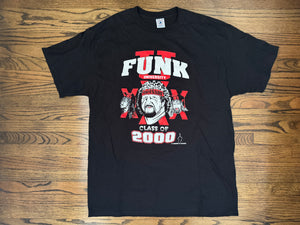 1999 Terry Funk “Funk University: Classic of 2000” shirt featuring Cactus Jack and Sabu
 